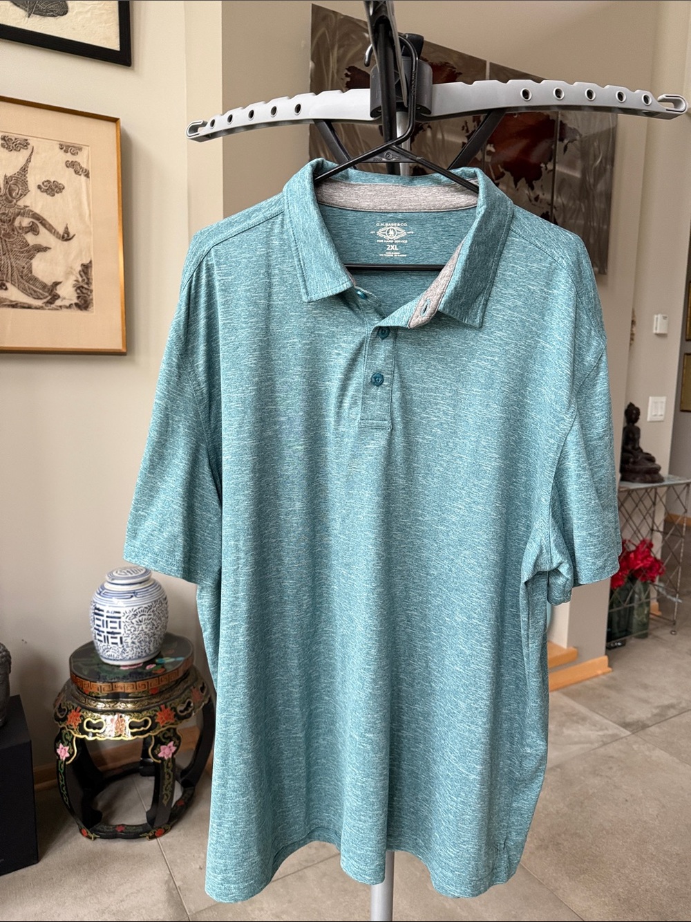 G.H. Bass & Co. Heather Teal Polo Shirt - Men's XXL